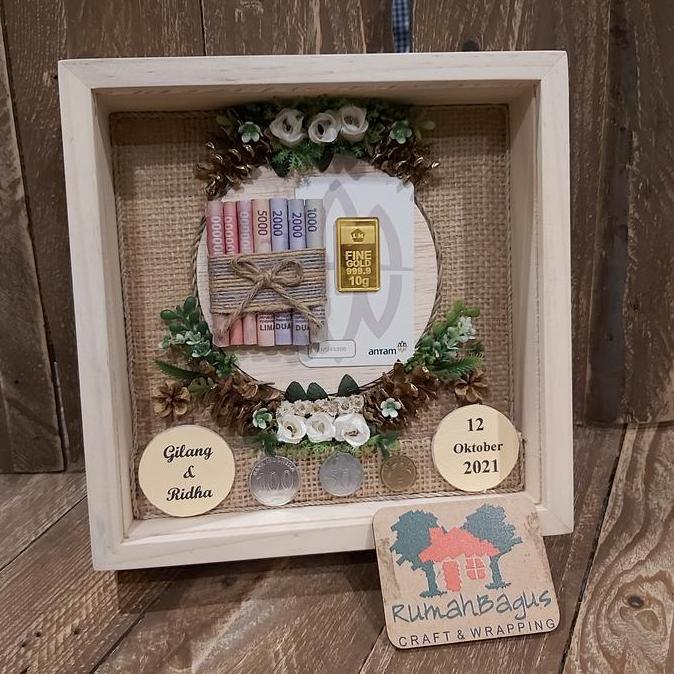 LanjAYa- Bingkai 3D mahar uang kertas sudah di decor siap pakai