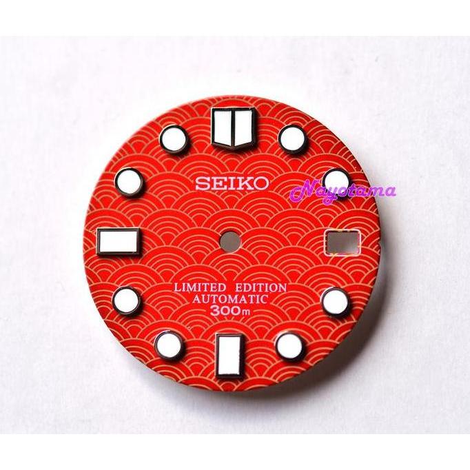 Dial MM300 Red merah Motif Seigaiha Diver for Seiko Automatic