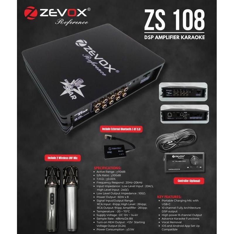 BEBAS ONGKIR - Prosesor Zevox ZS 108 Reference DSP Built In Amplifier & Karaoke Mobil Car Audio Gara