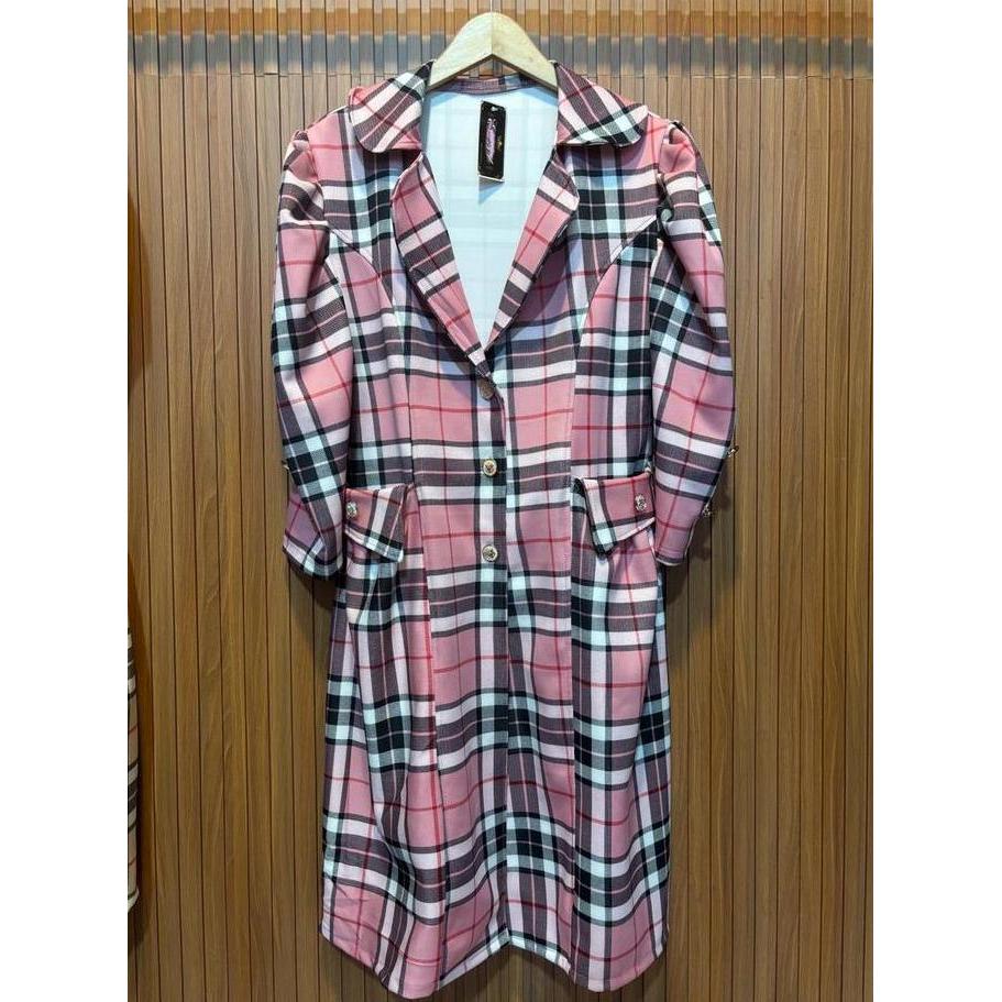 Outfitkekinian- #5605,Long Coat Rihana Kotak Bahan Scuba Premium  Wanita Blazer Panjang Tebal Casual