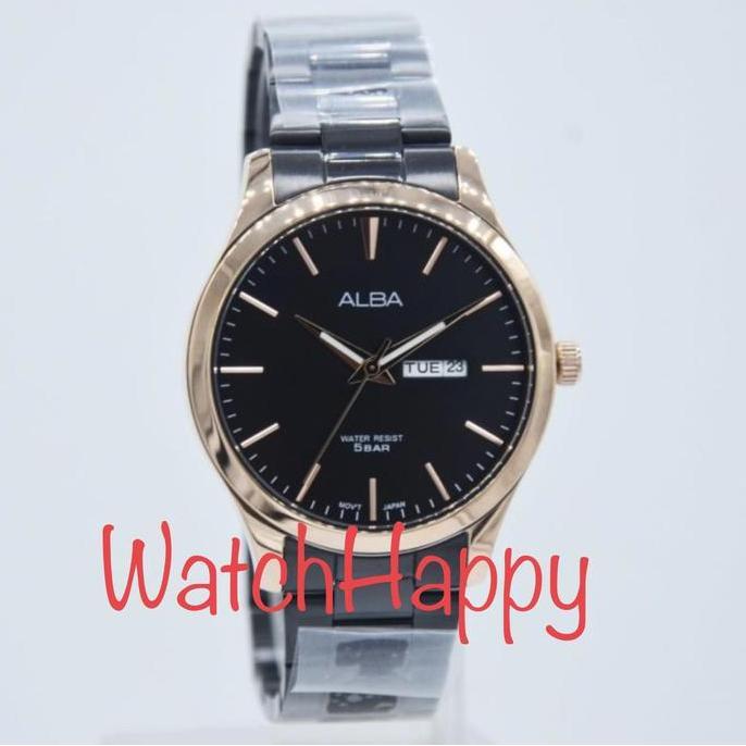 ALBA AJ6122X1 MEN BLACK ROSE GOLD BLACK DIAL AJ6122 STAINLESS ORIGINAL