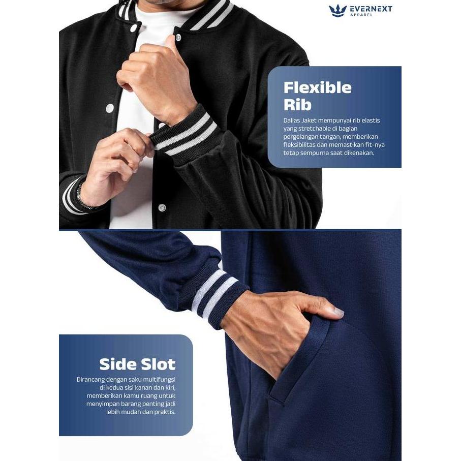 Outfitkekinian- Evernext - Jaket Varsity Wanita Dallas Jaket  Cewek Baseball Jaket Fleece Jaket Casu