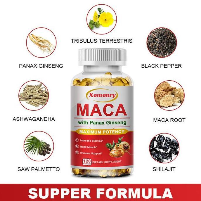 Xemenry - Mengandung Panax Ginseng, Ashwagandha, Saw Palmetto, Lada Hitam, Akar Maca, Shilajit - Men