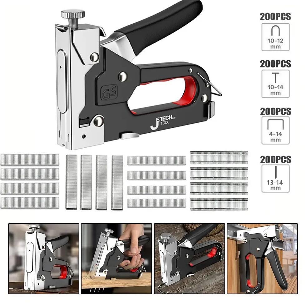 Staples Tembak 4 In 1 Tacker Stapler hekter tembak jok motor Powerfull Streples Tembak 800pcs Staple
