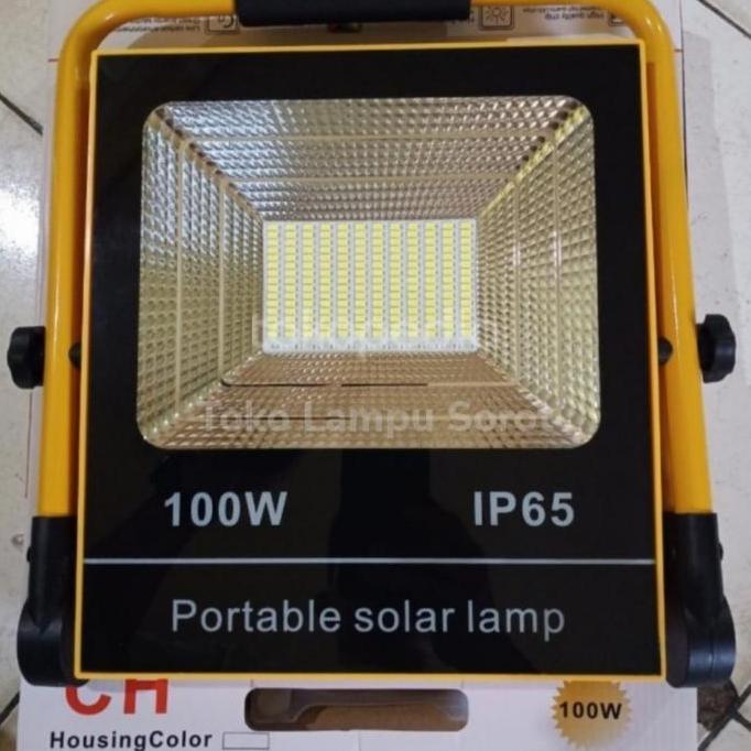 Lampu Sorot Portable 100 Watt Solar Lampu Tembak 100W Led Emergency