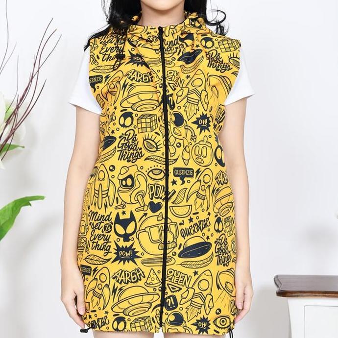 Queenziee Outer Printing Wanita Pria Dewasa Kekinian Motif Panjang Motif Panjang