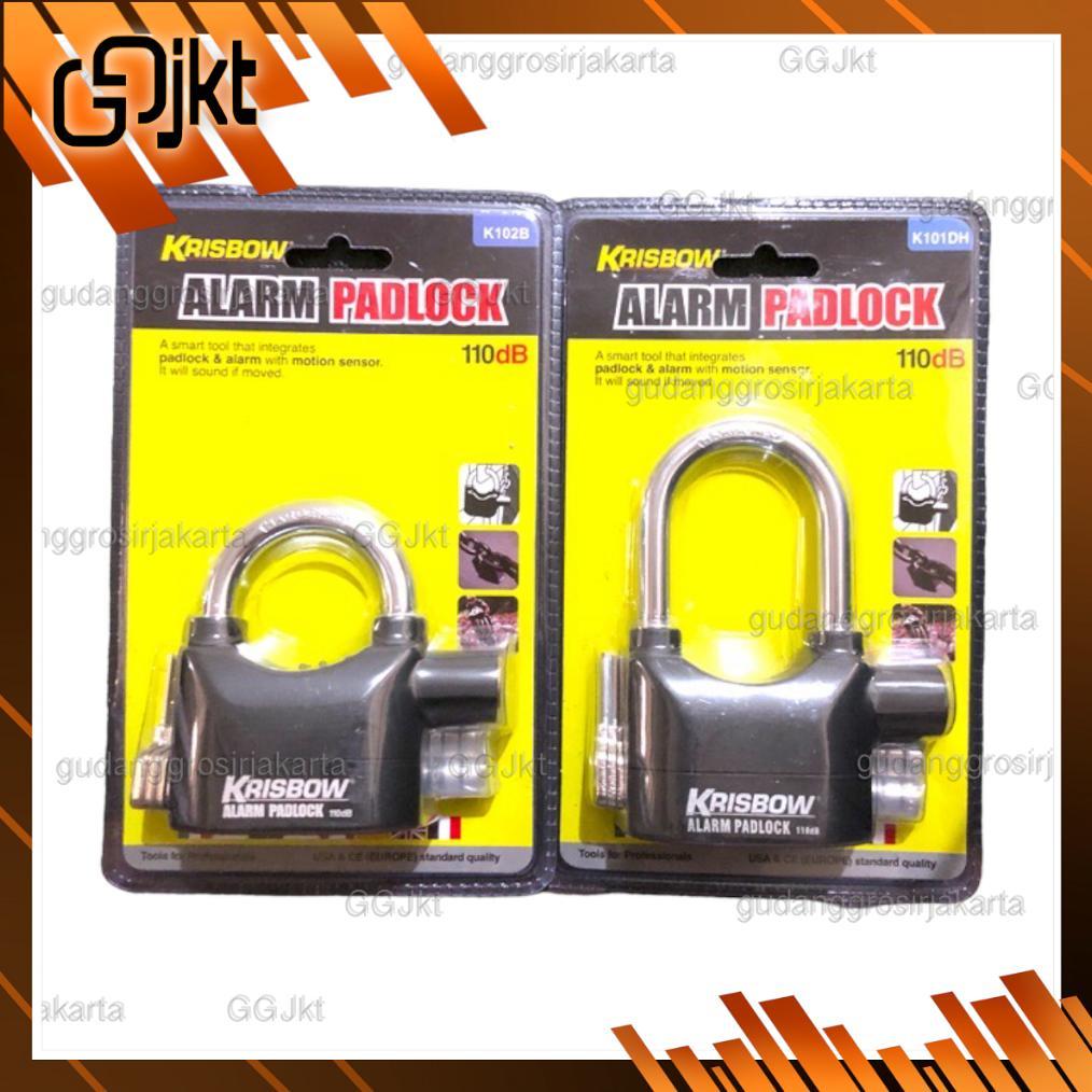 GEMBOK ALARM ANTI MALING KRISBOW ORIGINAL PADLOCK SENSOR GETAR 110DB KUNCI PAGAR RUMAH TAHAN AIR ORI