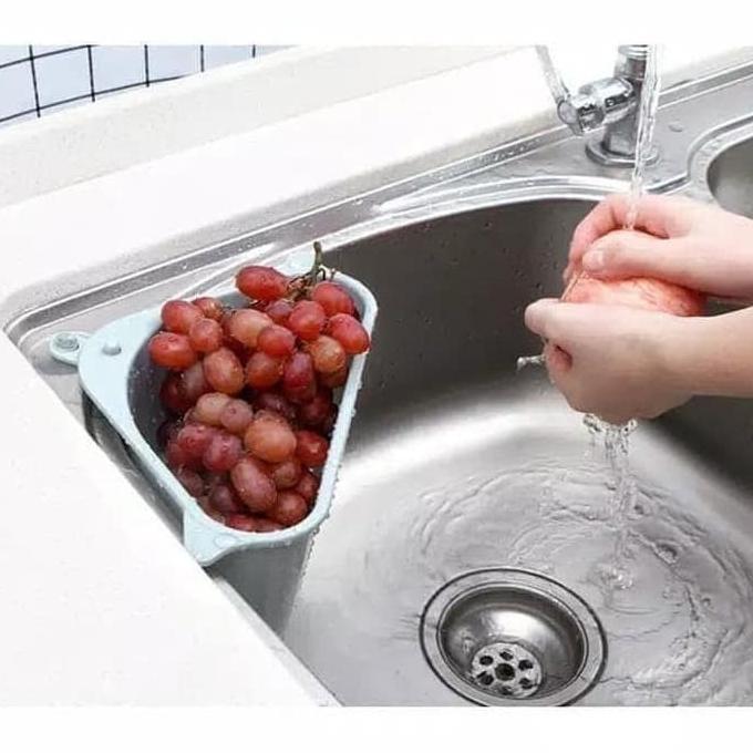 EXCLUSIVE` OFFICIAL TERLARIS - Rak Sudut Wastafel Segitiga Saringan Cuci Piring /Tempat Spon Sabun/ 