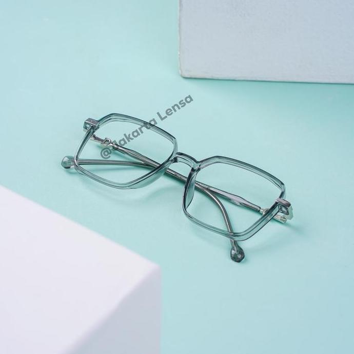 Laristop- Jakarta Lensa (Beli 1 Gratis 1) Frame Kacamata Kotak Elastis Terbaru Anti Radiasi Kaca Hit