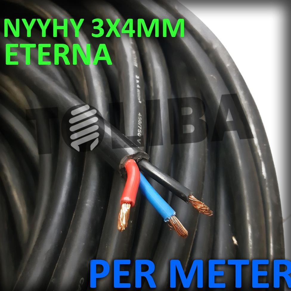 AudioWhell- kabel hitam kabel eterna nyyhy 3x4 / 3 x 4 kabel serabut isi 3 / kabel 4mm 4 mm / meter 