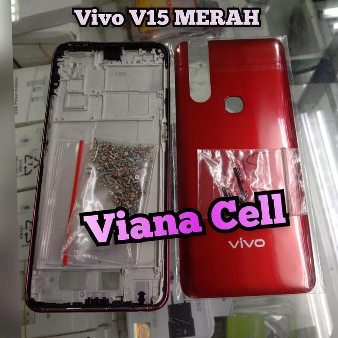 TERBARU - BAUT HP ANDROID + FRAME LCD BACKDOOR VIVO V15 MERAH HOUSING FULLSET