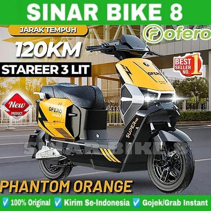Terlaris (Diskon) Sepeda Listrik Ofero Stareer 3 Lit Lithium 1000 Watt Electric E Bike - Passion Red