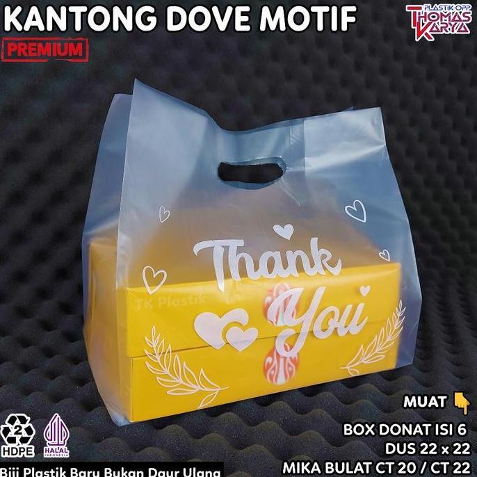Plastik Dove 30x40 THANK YOU PUTIH muat Box Donat isi 6