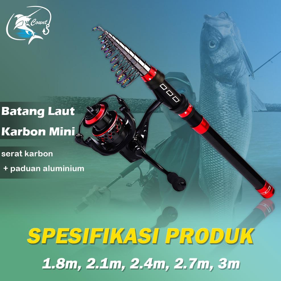 READYGan- Pancing Set 1.8M / 2.1M / 2.4M / 2.7M / 3M / Joran Pancing Dengan Bahan Serat Karbon Joran