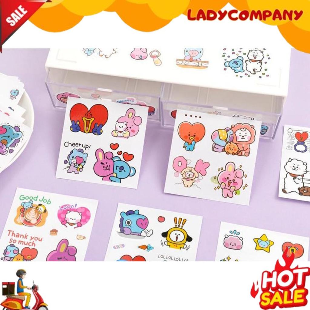 100 Lembar Sticker Box B T S BT 21 Tinytan Korea Waterproof Stiker Jungkook Jimin Harga Grosir