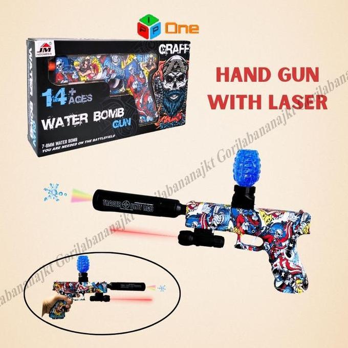 MAINAN WATERGEL HANDGUN ELECTRIC GLOW IN THE DARKWITHLASER KODE 1172