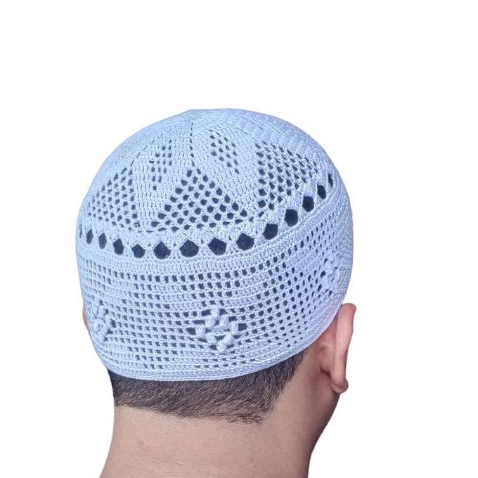 Unik Peci Rajut Madinah Al Muzzammil Motif#3 Dewasa Haji Muslim Kopiah Dewasa