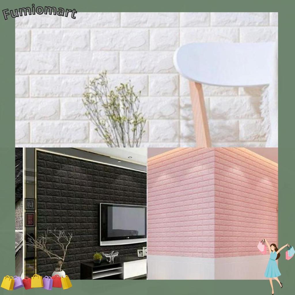Walpaper dinding 3d foam motif batu bata 70x77cm Super
