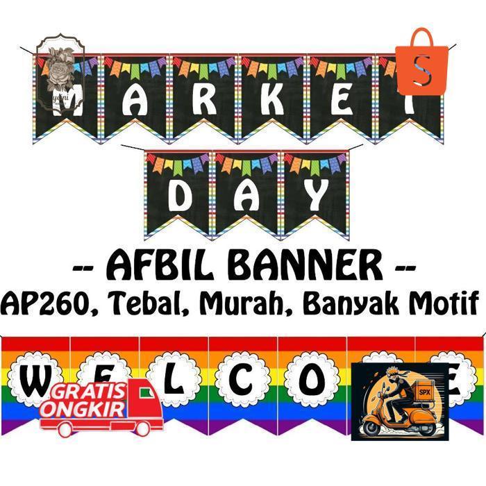 YEINIMARKET BANNER TULISAN MARKET DAY SELAMAT HARI GURU / DEKORASI MARKET DAY LOMBA KELAS HAPPY TEAC