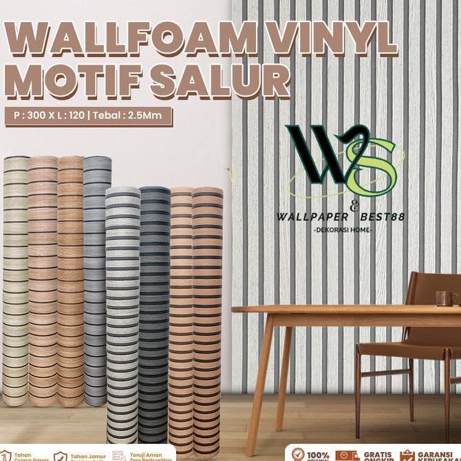 Wallpaper Dinding Foam Vinyl Motif Salur 120x280cm Stiker Dekorasi Kamar PET Panjang 2.8 Meter ZY01 