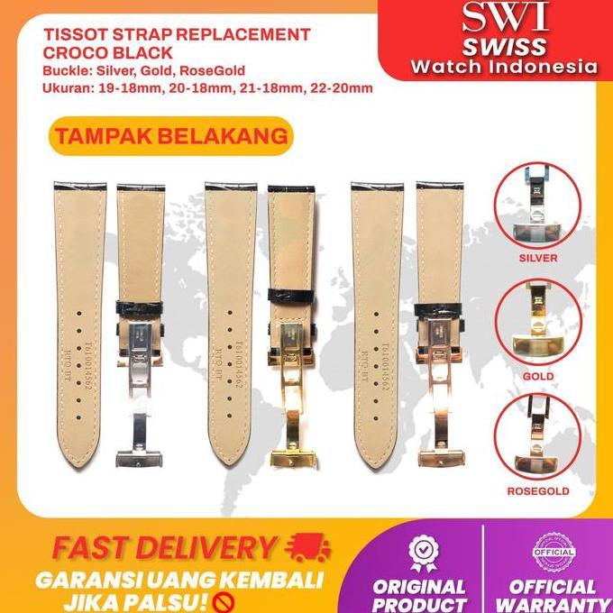 New- Strap Leather Tissot 1853 Tali Kulit Jam 20Mm 22Mm Buckle Butterfly