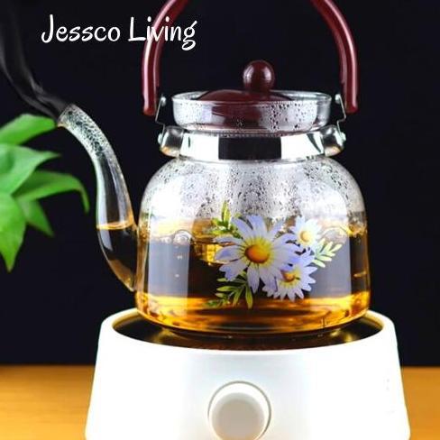 NEW Teko Kaca TahanPanas/MakerTeko Teh Dengan Saringan/GLASS TEAPOT 1800ML