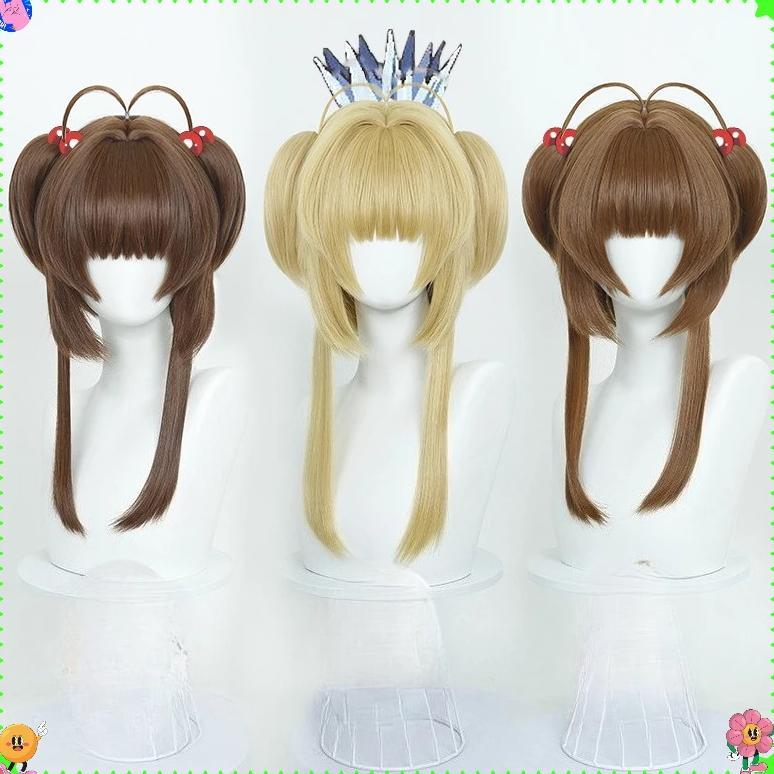 Cardcaptor Sakura Kinomoto Sakura Cosplay Wig High-Temperature Fiber Heat Resistant Wig for Cosers A