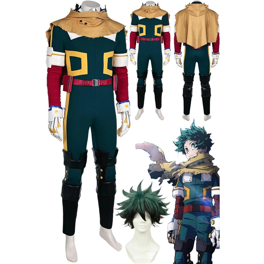 Midoriya Izuku Cosplay Costume Hero Anime Academia Season 7 Outfits Men Roleplay Cloak Wig Clothes M