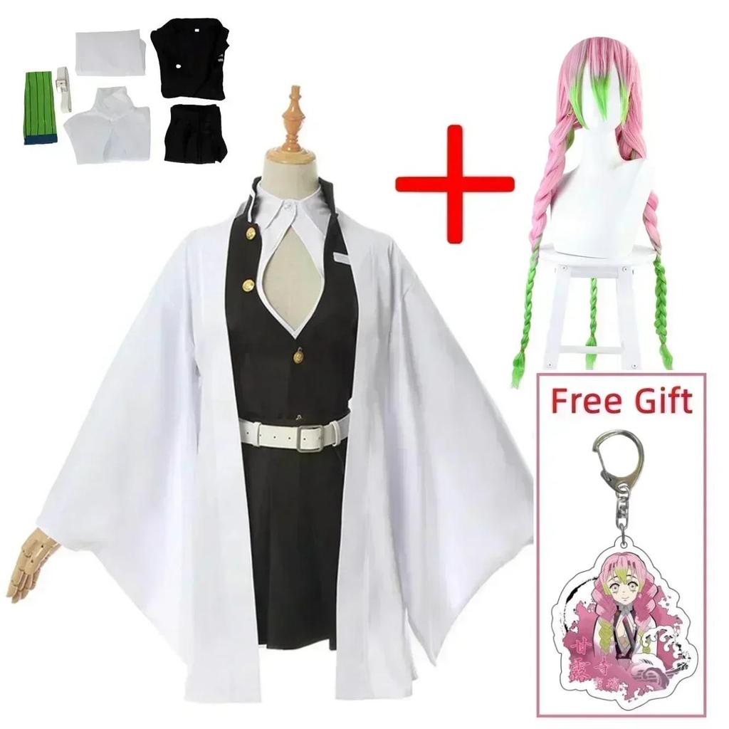 Anime Kanroji Mitsuri Cosplay Kostuum Kimetsu No Yaiba Kostuum Kimono Uniform Kanroji Mitsuri Pruik 