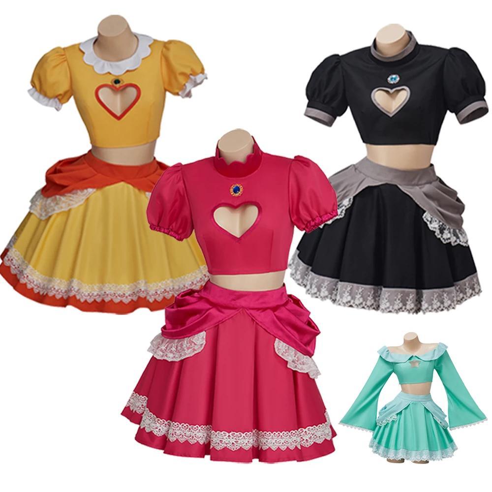 Halloween Party Women Princess Costume Fancy Dress Peach Sisters Daisy Sexy Dress Bowsette Tops Skir