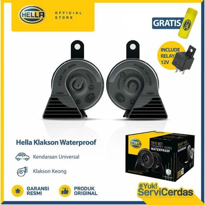 Klakson Mobil Waterproof Hella 12V Include Relay - Klakson motor
