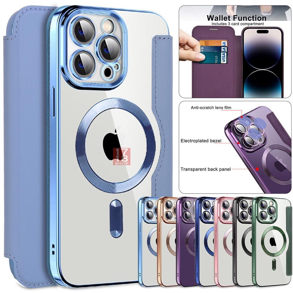 Nice- Softcase Magsafe Wallet Flip For Iphone 13 Pro Max 12 Pro Max 11 Pro Max Dompet Tempat Slot Ka