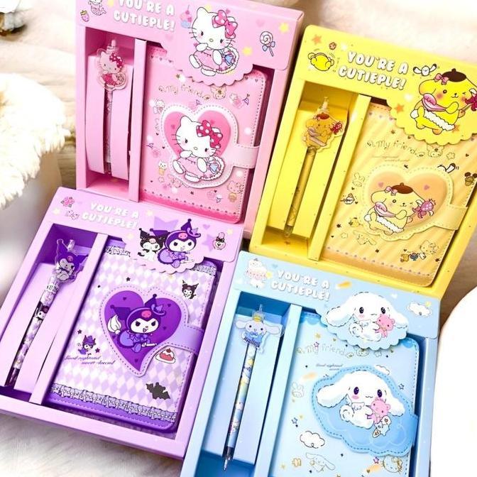 ESTENIK` (COD) Buku Diary Lucu Note Book Stationary Set 2 In 1 Alat Tulis Anak Promo