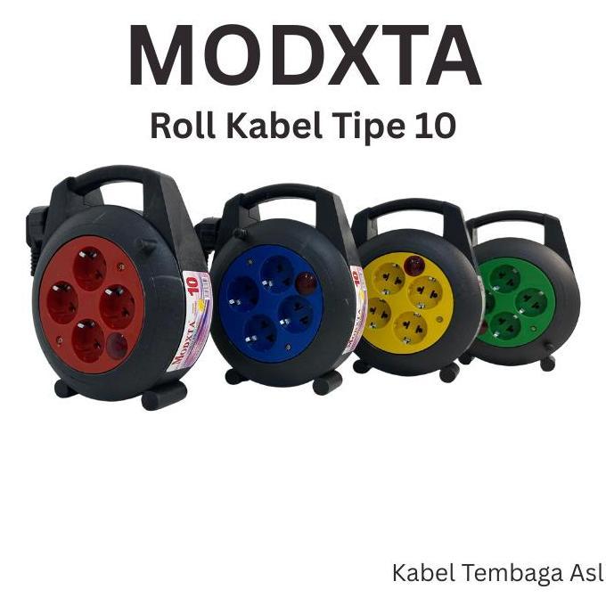 Yxrj- Modxta Roll Kabel Tipe 10 Kabel Roll Panjang Kabel 6 Meter Lampu Indikator / Stop Kontak Plus 
