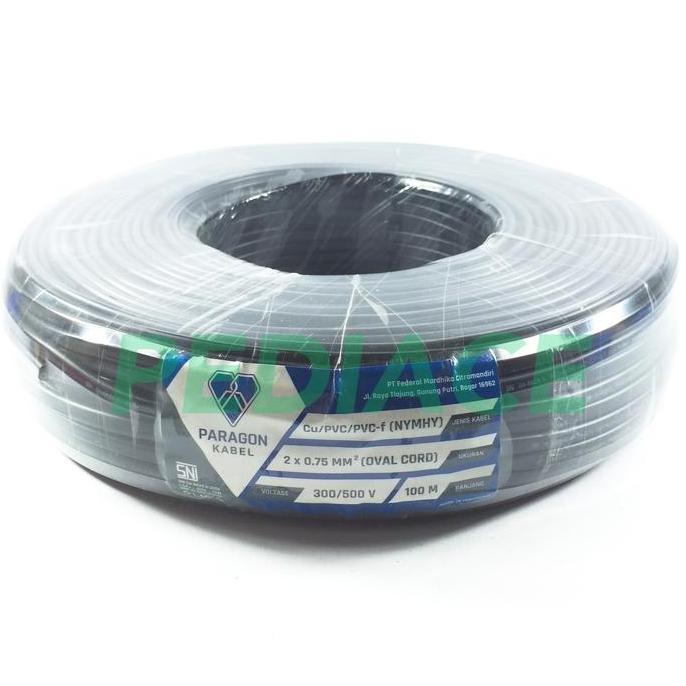Kabel Listrik 2 x 0.75 MM Serabut-Rambut Paragon Oval Cord 1 Rol 100M