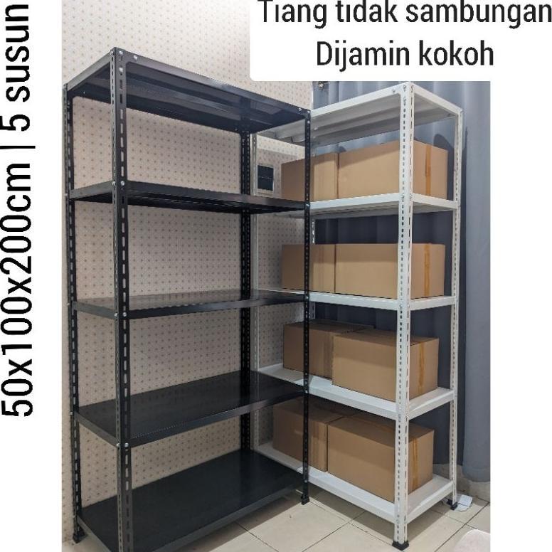Rak besi susun serbaguna 50x100x200cm Rak gudang kuat | rak dapur | rak laundry | rak toko