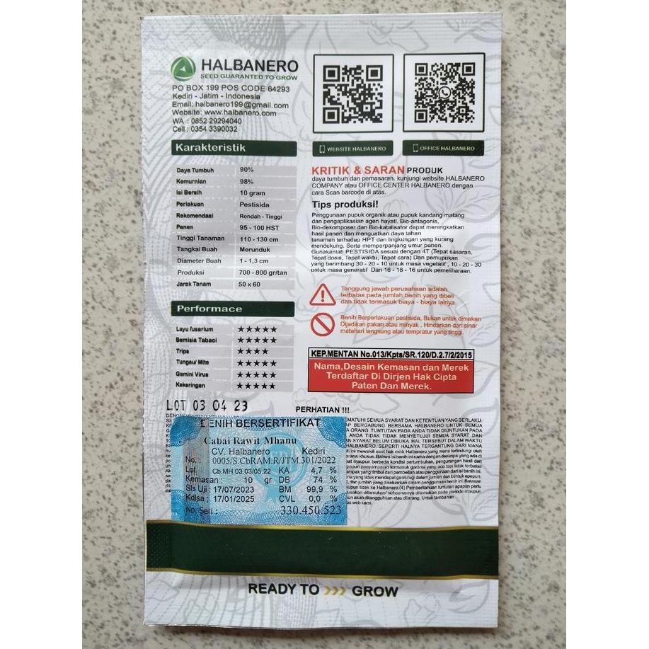 Grdn- Benih Cabe Rawit F1 Mhanu Tm Tumani 10 Gram Halbanero - Bibit Cabe Rawit Hibrida Mhanu Tm Tuma