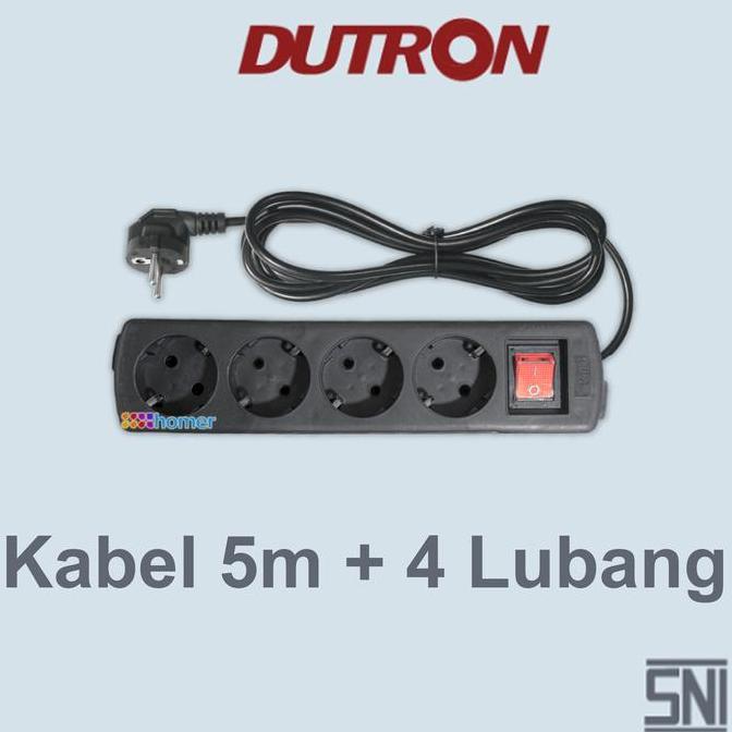 Yxrj- Dutron Stop Kontak Original Ber Sni Colokan Hitam Sambungan Kabel Listrik 2 3 4 5 Lubang Loban