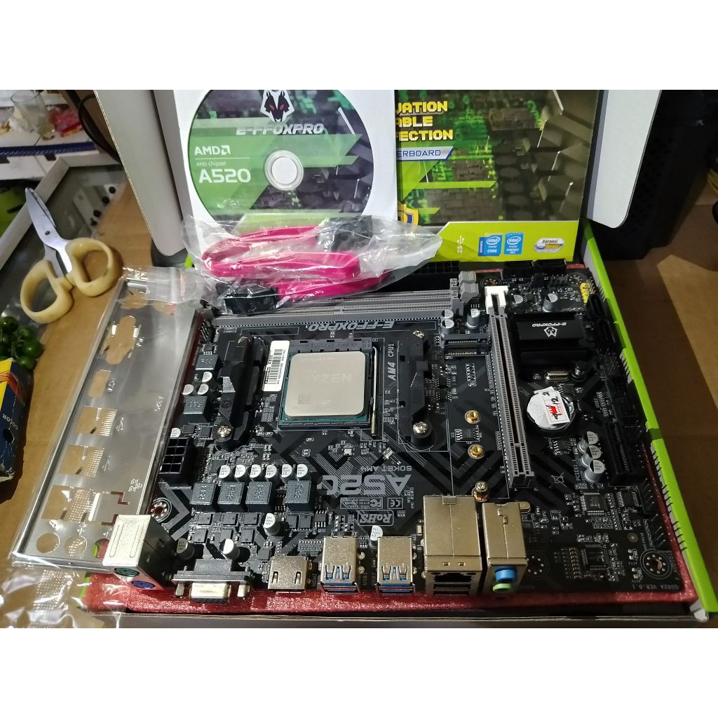 Mobo Amd AM4 Procesor Ryzen3 3100 Kondisi BARU Siap untuk GAMING