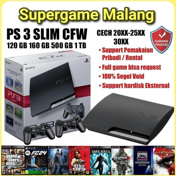 Terlaris Playstation Ps3 Slim Seri 3000 Ps 3 Cfw Console Hdd Internal Hardisk Game Konsol