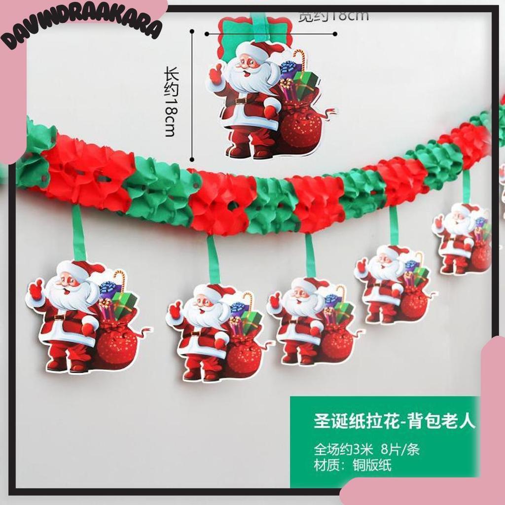 Garland Natal Flanel Honeycomb Gantung Banner Hiasan Christmas 2023 Teratas