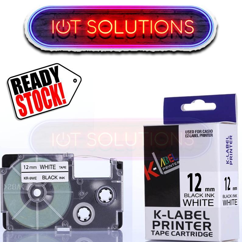 Label Tape Casio 12mm Compatible XR12WE XR-12WE Compatible Casio Typewriter Printer KL-60 KL-60SR KL