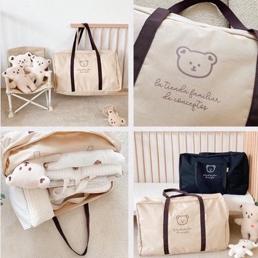 MAUVE DTD BEAR TAS BAYI DIAPERS BAG BABY TRAVEL SIZE JUMBO MUAT BANYAK / TAS BERSALIN / HOSPITAL BAG