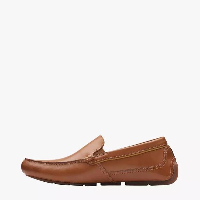 CLARKS Markman Plain Leather Original Men's Loafers Shoes - Tan