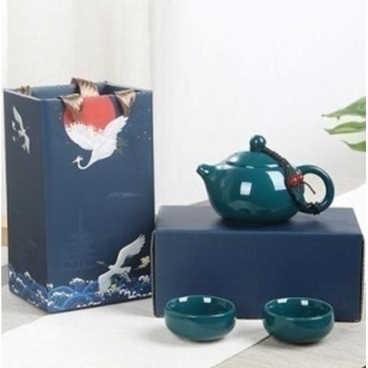 Set Poci Teko Gelas Cangkir Saringan Keramik Teh Tie Kuan Yin Herbal