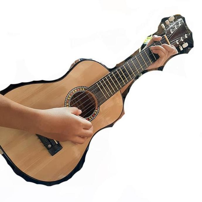 Ukulele Gitar Senar 6 Gitar Yunior Akustik Kecil Bahan Kayu Mahoni Panjang 75cm Cocok untuk Pemula