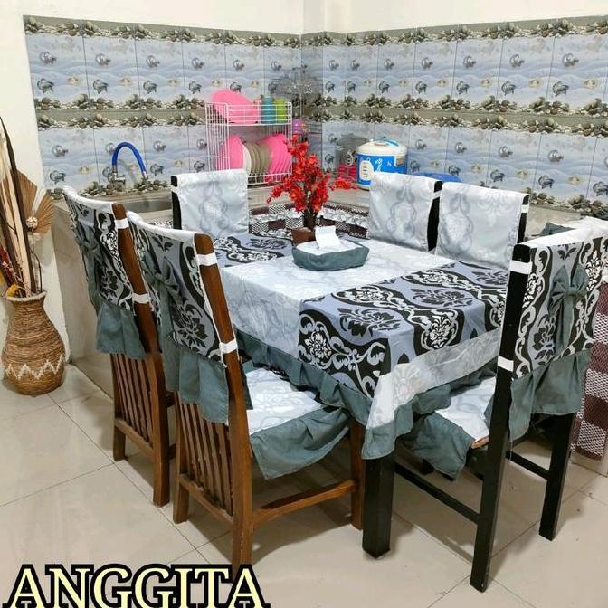 Dkrs- Grosir Sarung Dan Alas Meja/Kursi Makan Set Kursi 4 Dan 6 Bisa Dicuci Katun Katun Tahan Air