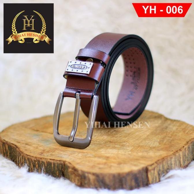 Yourp- [Y&H] Ikat Pinggang Pria Kulit Leather Hitam Belt Ban Ikat Pinggang