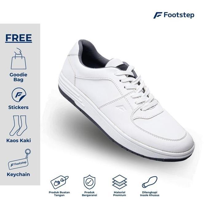 PROMO - Footstep Footwear Sepatu Pria Sneakers Viva Full White Original Shoes Casual Snekers Putih B