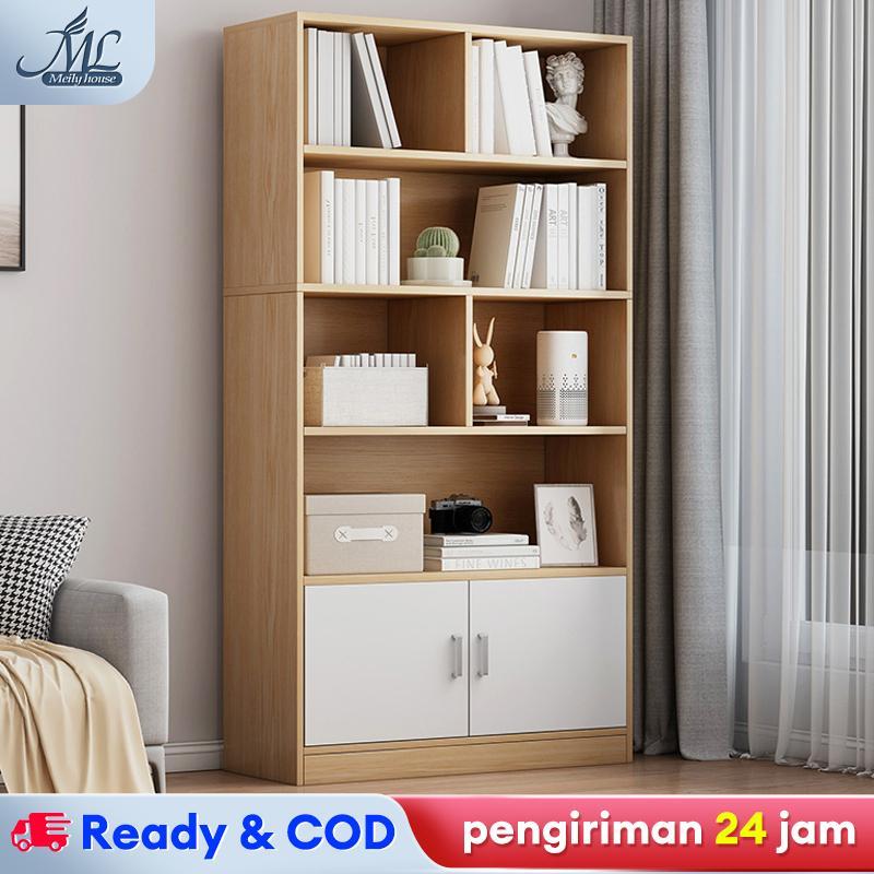 Rak Buku Kayu 180Cm Lemari Buku Susun Rak Buku Minimalis Lemari Buku Aesthetic Rak Serbaguna